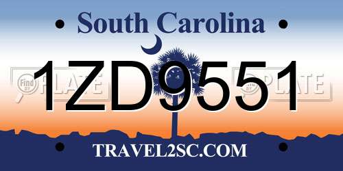 1ZD9551 South Carolina License Plate
