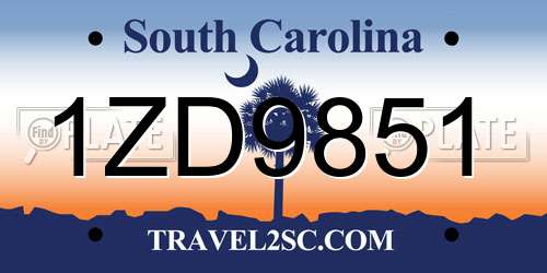 1ZD9851 South Carolina License Plate