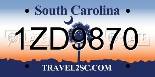 1ZD9870 South Carolina License Plate