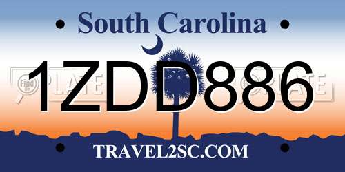 1ZDD886 South Carolina License Plate