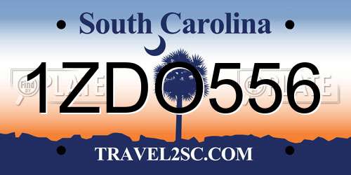 1ZDO556 South Carolina License Plate