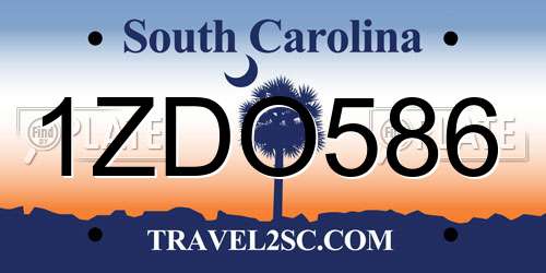 1ZDO586 South Carolina License Plate