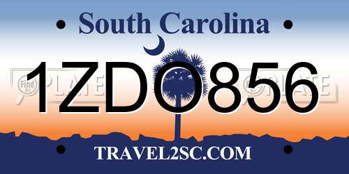 1ZDO856 South Carolina License Plate
