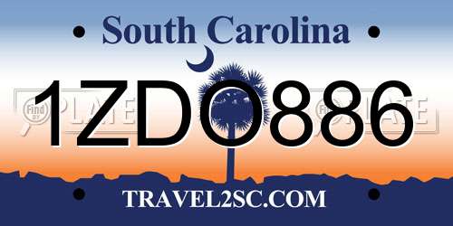 1ZDO886 South Carolina License Plate