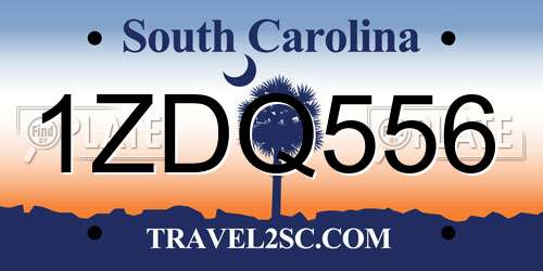 1ZDQ556 South Carolina License Plate