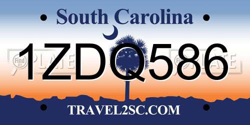 1ZDQ586 South Carolina License Plate