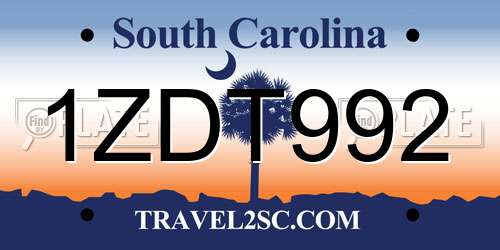 1ZDT992 South Carolina License Plate