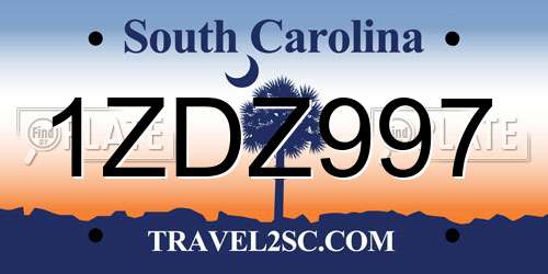 1ZDZ997 South Carolina License Plate