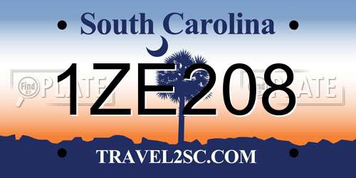 1ZE208 South Carolina License Plate