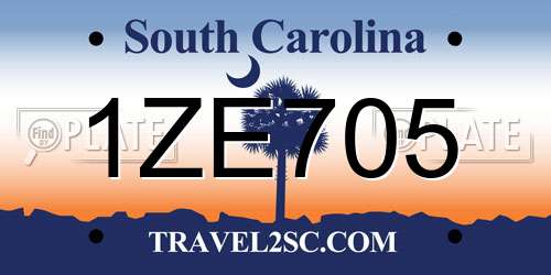 1ZE705 South Carolina License Plate
