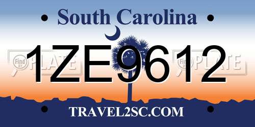 1ZE9612 South Carolina License Plate