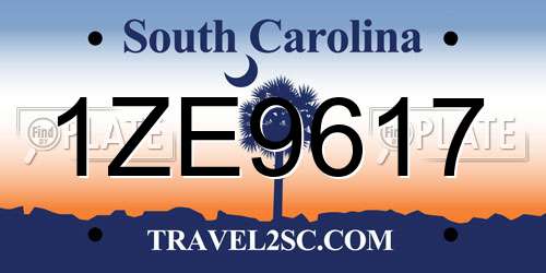 1ZE9617 South Carolina License Plate
