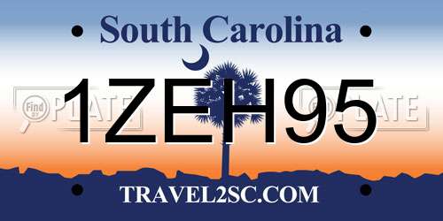 1ZEH95 South Carolina License Plate