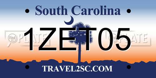 1ZET05 South Carolina License Plate