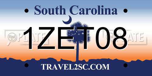 1ZET08 South Carolina License Plate