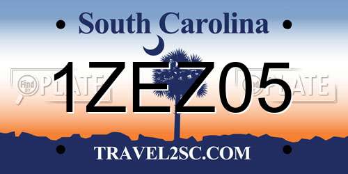 1ZEZ05 South Carolina License Plate