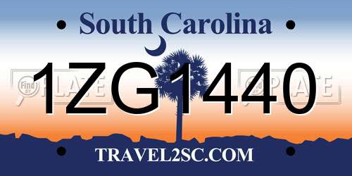 1ZG1440 South Carolina License Plate