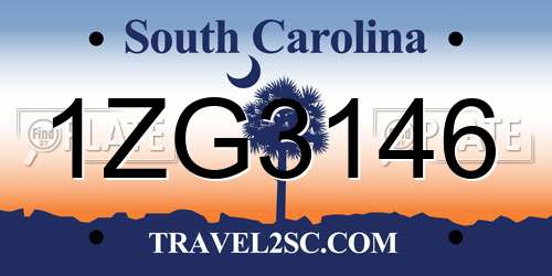 1ZG3146 South Carolina License Plate