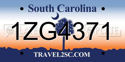 1ZG4371 South Carolina License Plate