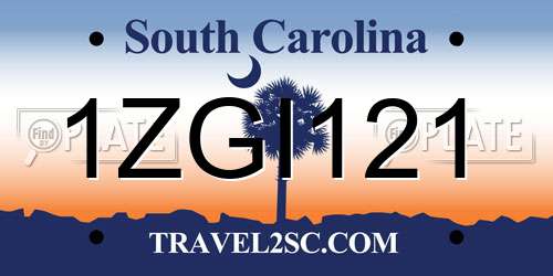 1ZGI121 South Carolina License Plate