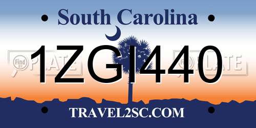1ZGI440 South Carolina License Plate