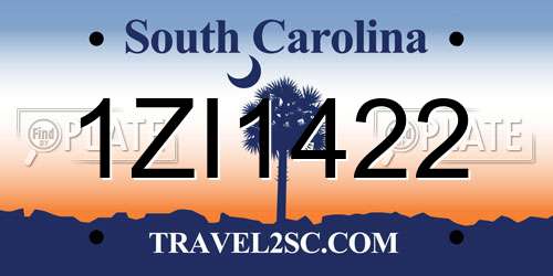 1ZI1422 South Carolina License Plate