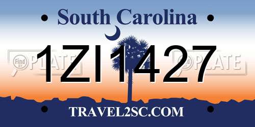 1ZI1427 South Carolina License Plate