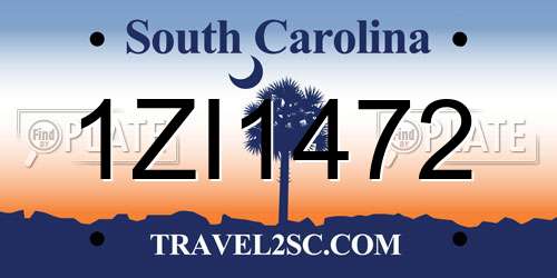 1ZI1472 South Carolina License Plate