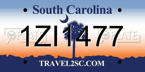 1ZI1477 South Carolina License Plate