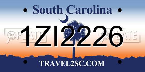 1ZI2226 South Carolina License Plate