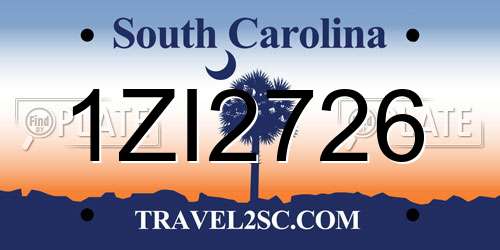 1ZI2726 South Carolina License Plate