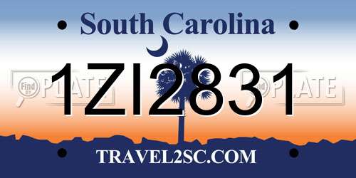 1ZI2831 South Carolina License Plate