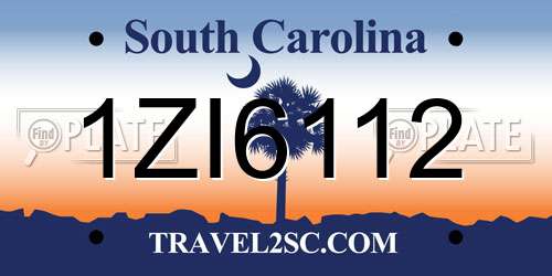 1ZI6112 South Carolina License Plate
