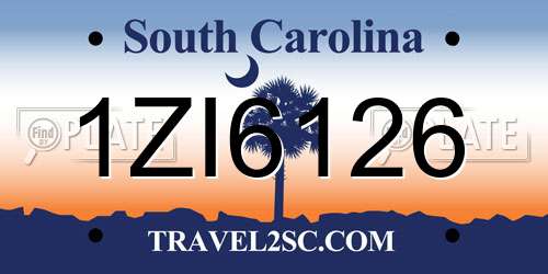 1ZI6126 South Carolina License Plate