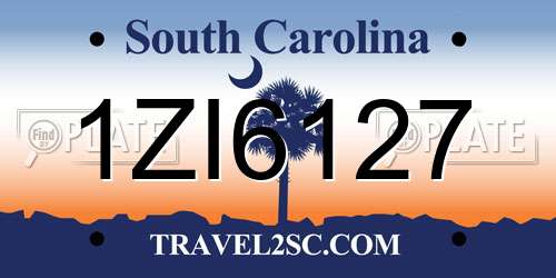 1ZI6127 South Carolina License Plate