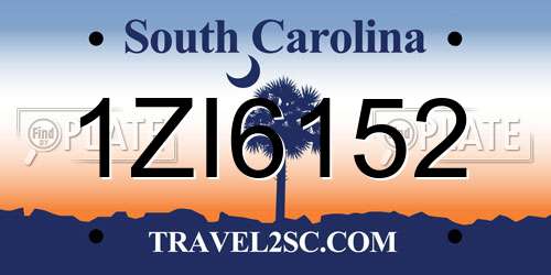1ZI6152 South Carolina License Plate