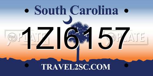 1ZI6157 South Carolina License Plate