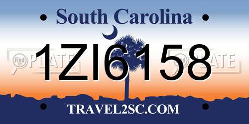 1ZI6158 South Carolina License Plate