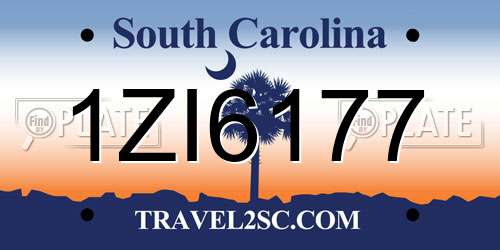 1ZI6177 South Carolina License Plate