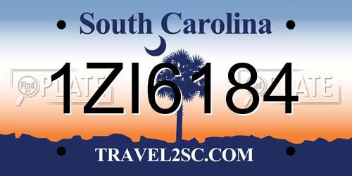1ZI6184 South Carolina License Plate
