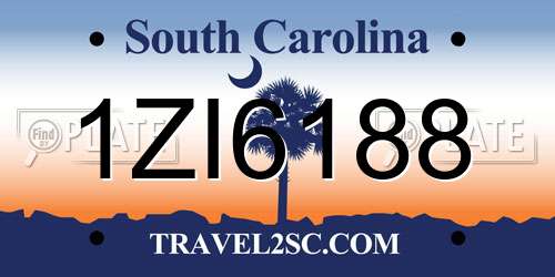1ZI6188 South Carolina License Plate