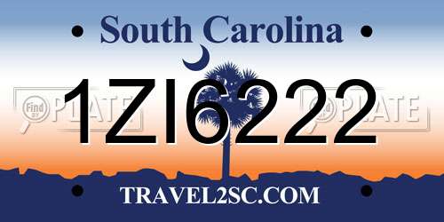 1ZI6222 South Carolina License Plate