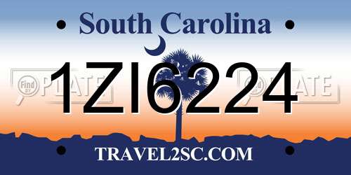 1ZI6224 South Carolina License Plate
