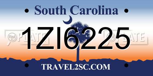 1ZI6225 South Carolina License Plate