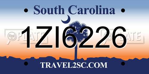1ZI6226 South Carolina License Plate