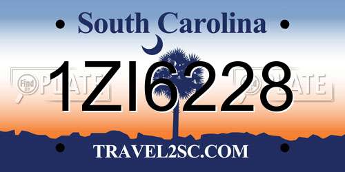 1ZI6228 South Carolina License Plate