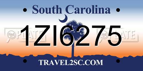 1ZI6275 South Carolina License Plate
