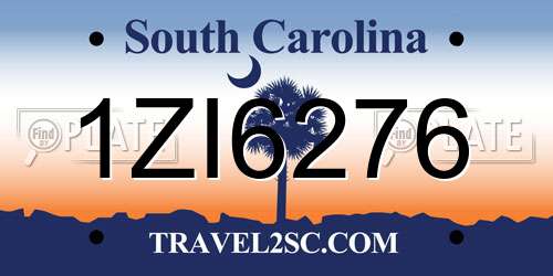 1ZI6276 South Carolina License Plate