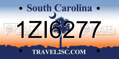 1ZI6277 South Carolina License Plate