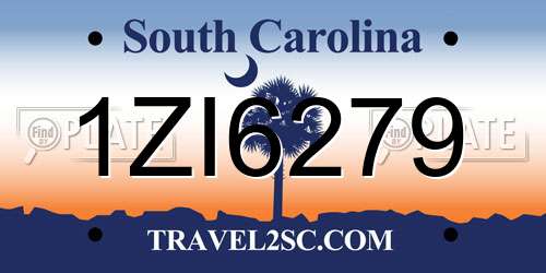 1ZI6279 South Carolina License Plate